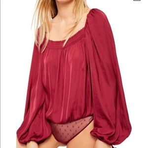 NWT!!! FREE PEOPLE wine red body suit size small